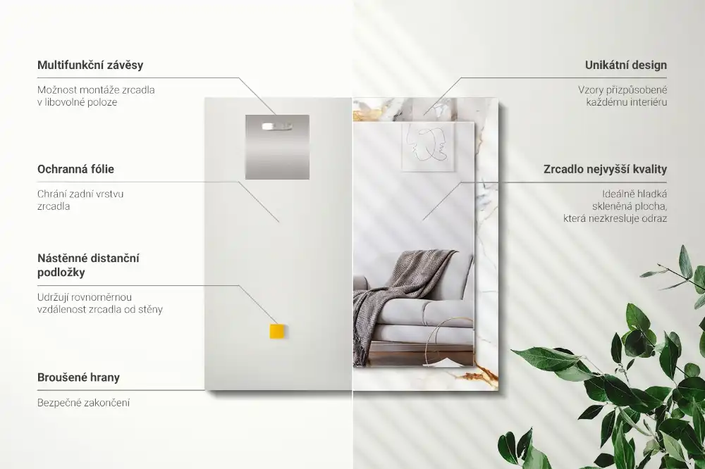 Obdĺžnikové dekoračné zrkadlo Žilkový mramor