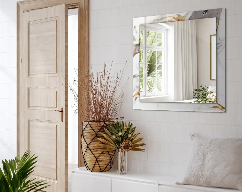 Obdĺžnikové dekoračné zrkadlo Žilkový mramor