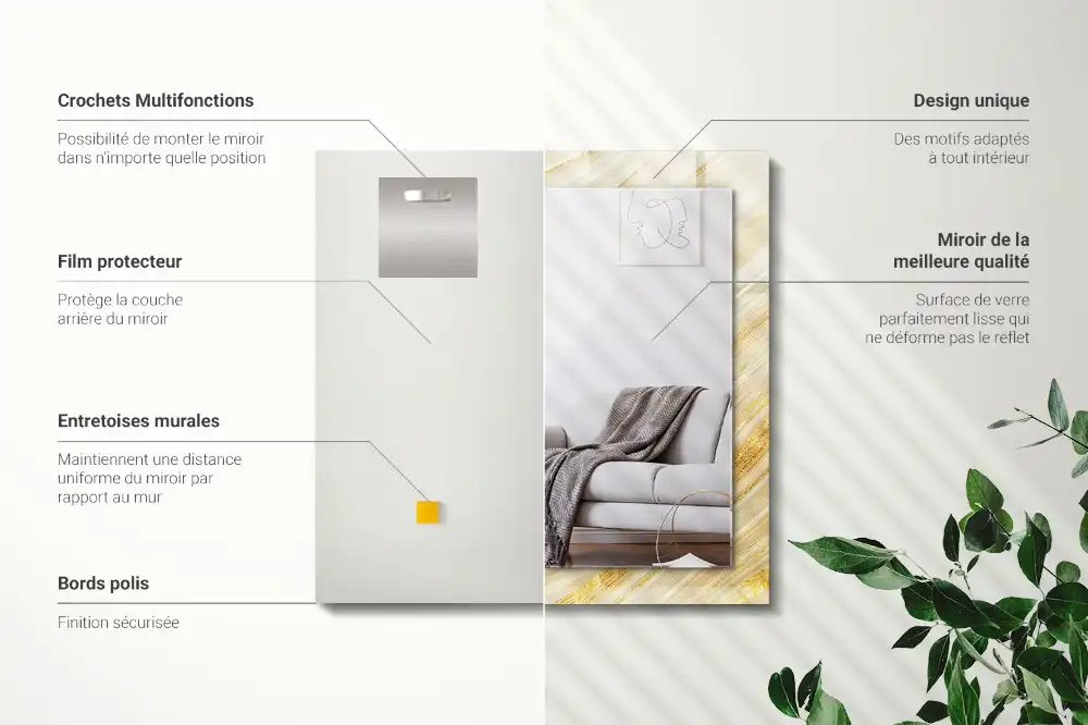 Obdĺžnikové zrkadlo s motívom Žlté abstraktné čiary