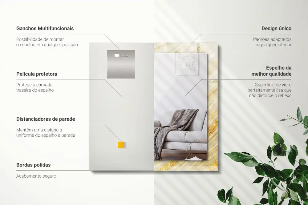 Obdĺžnikové zrkadlo s motívom Žlté abstraktné čiary