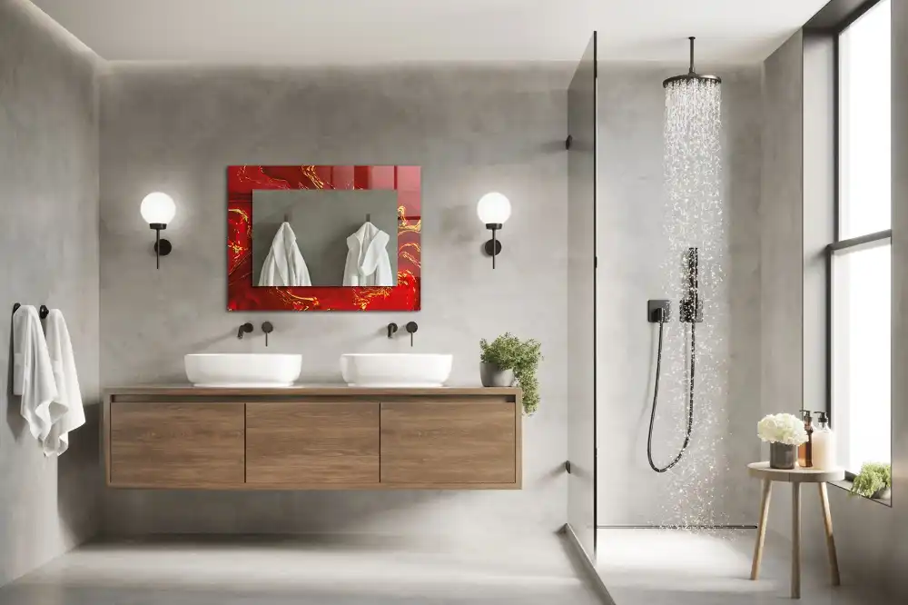 Obdĺžnikové dekoračné zrkadlo Abstraktná červená farba