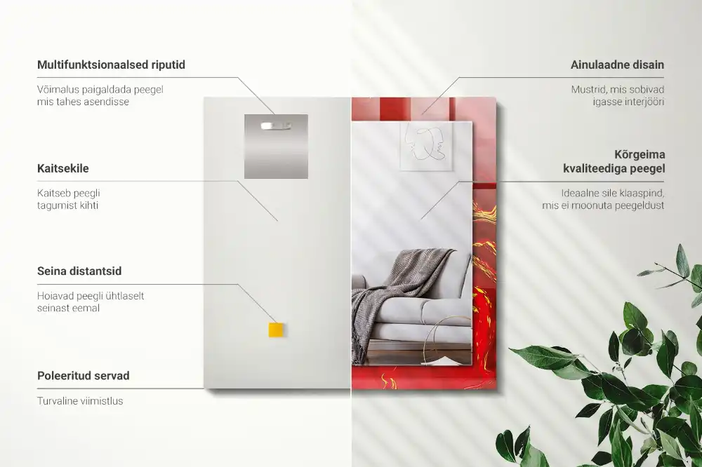 Obdĺžnikové dekoračné zrkadlo Abstraktná červená farba