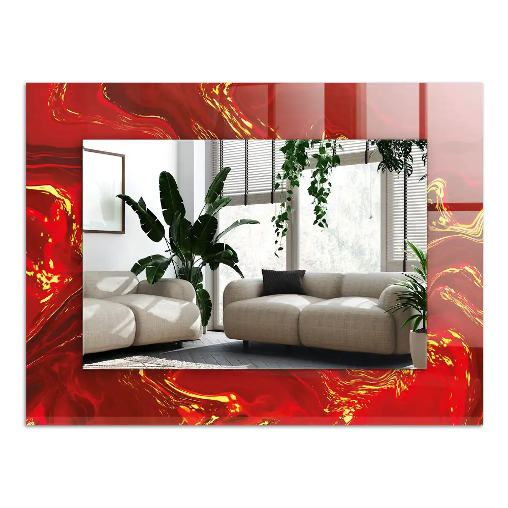 Obdĺžnikové dekoračné zrkadlo Abstraktná červená farba