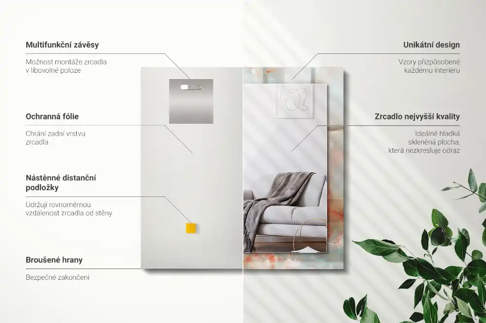 Obdĺžnikové zrkadlo s motívom Abstraktná farebná textúra