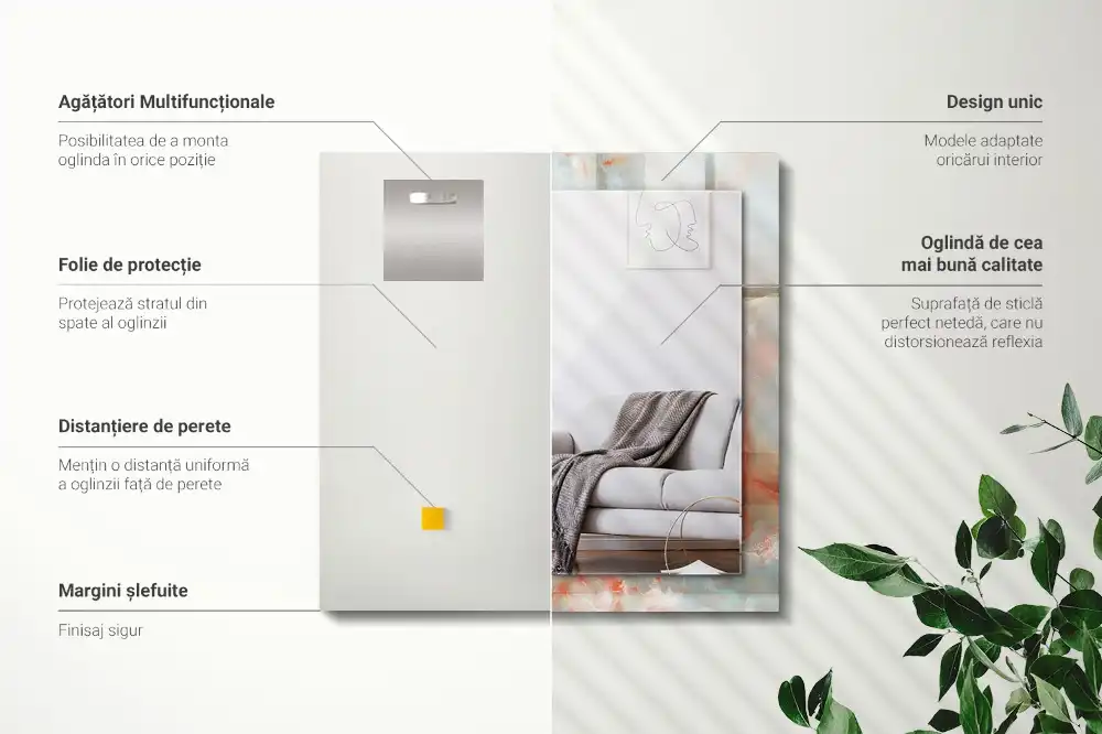 Obdĺžnikové zrkadlo s motívom Abstraktná farebná textúra