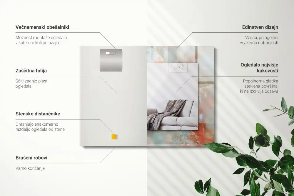 Obdĺžnikové zrkadlo s motívom Abstraktná farebná textúra