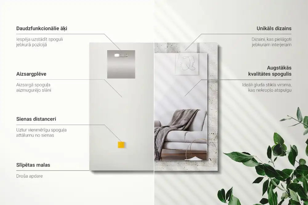 Obdĺžnikové ozdobné zrkadlo Prasknutá betónová stena