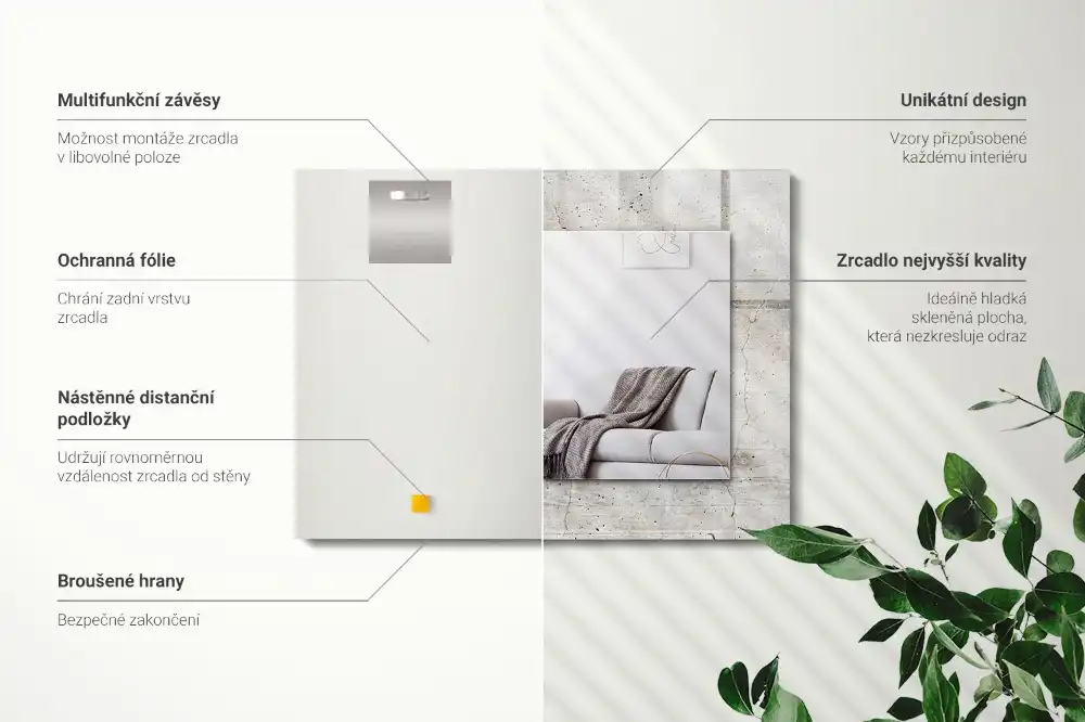 Obdĺžnikové ozdobné zrkadlo Prasknutá betónová stena