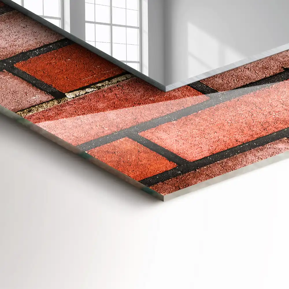 Obdĺžnikové dekoračné zrkadlo Červená tehlová stena