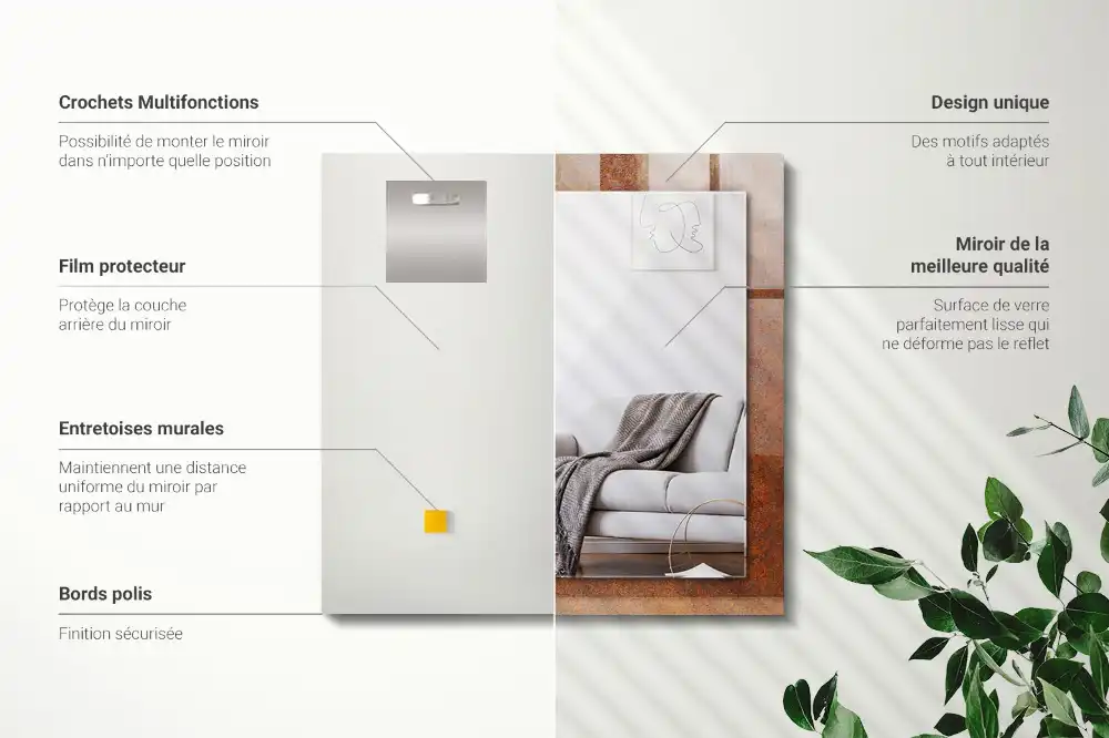 Obdĺžnikové zrkadlo s motívom Hrdzavý kovový povrch