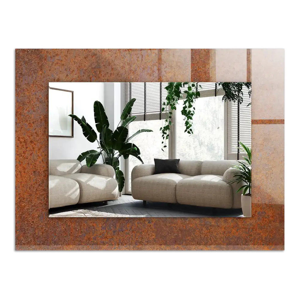 Obdĺžnikové zrkadlo s motívom Hrdzavý kovový povrch