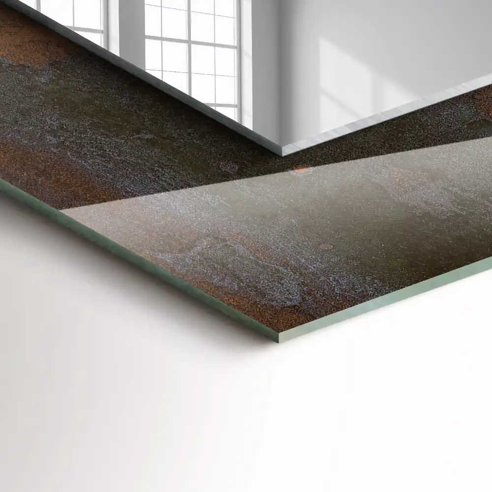 Obdĺžnikové ozdobné zrkadlo Módny hrdzavý kov