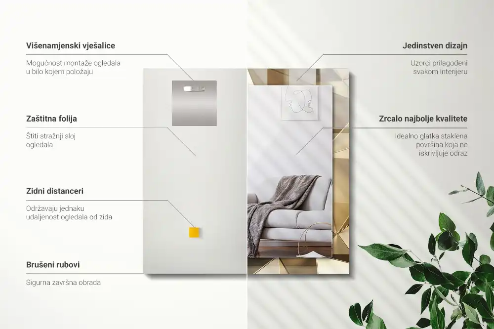 Obdĺžnikové dekoračné zrkadlo Geometrické tvary