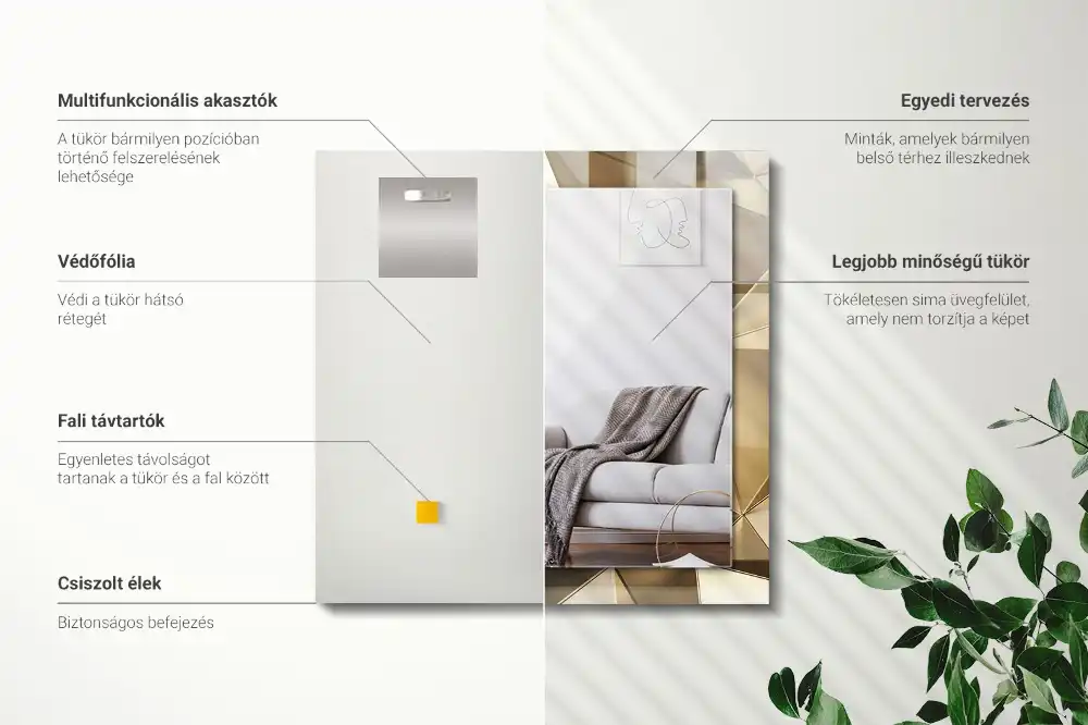 Obdĺžnikové dekoračné zrkadlo Geometrické tvary