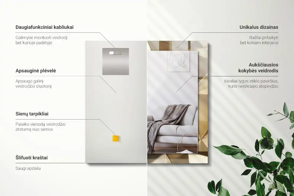 Obdĺžnikové dekoračné zrkadlo Geometrické tvary