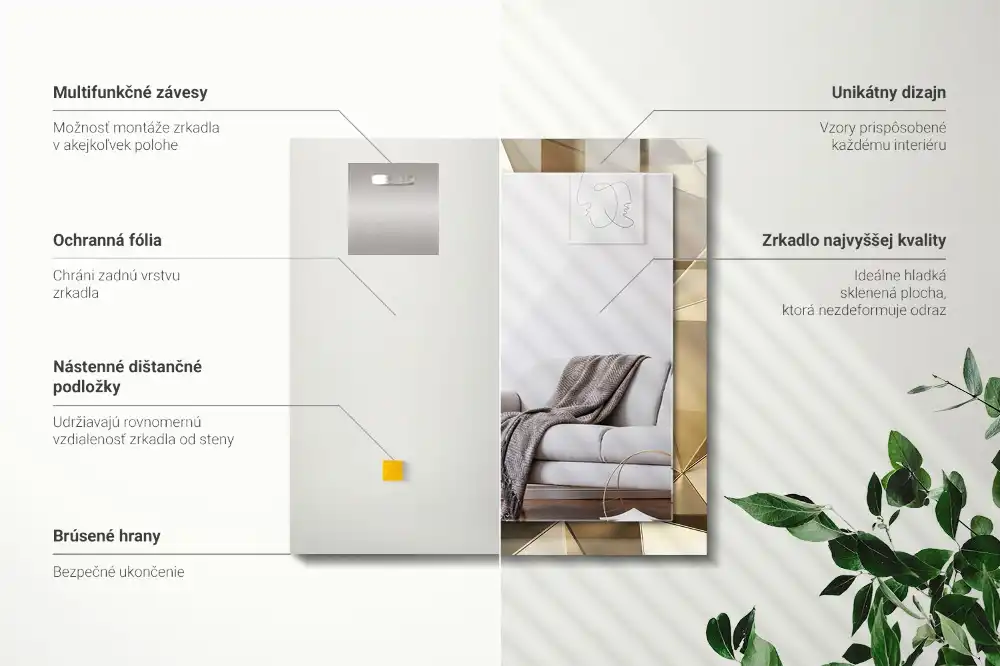 Obdĺžnikové dekoračné zrkadlo Geometrické tvary