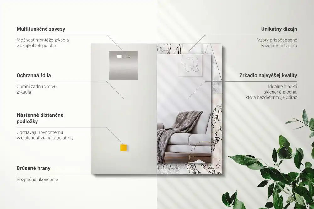 Obdĺžnikové zrkadlo s motívom Rastliny jeleňovitých líšok