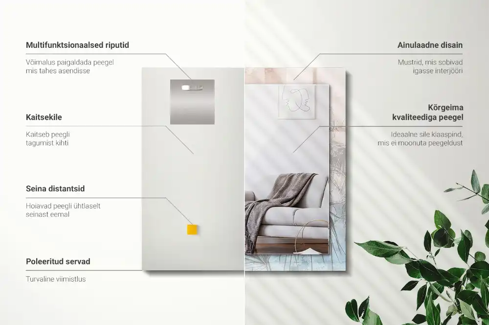 Obdĺžnikové ozdobné zrkadlo Pastelové rastliny