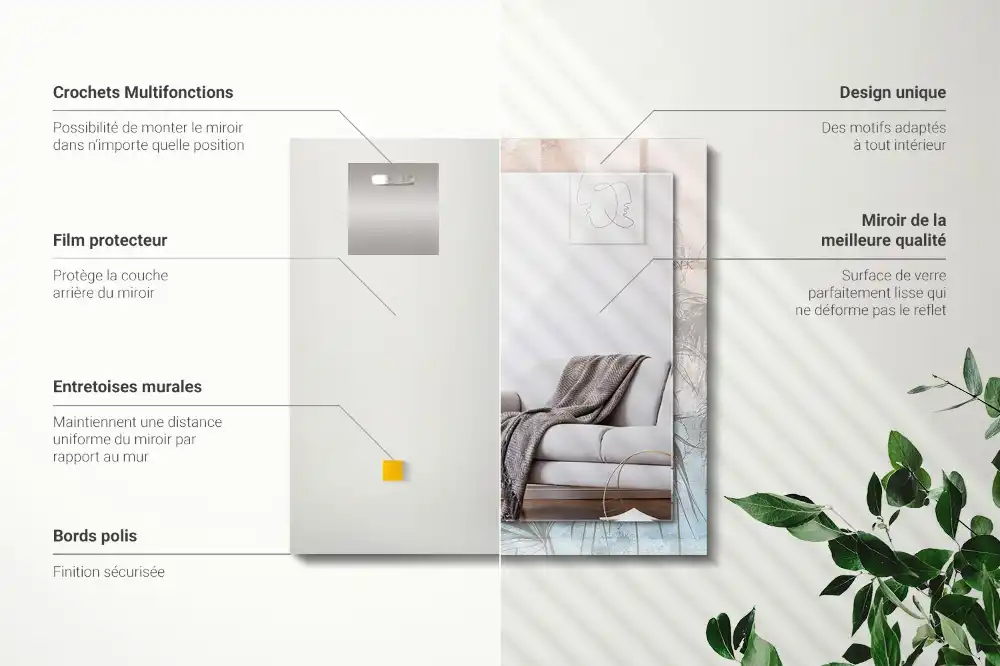 Obdĺžnikové ozdobné zrkadlo Pastelové rastliny