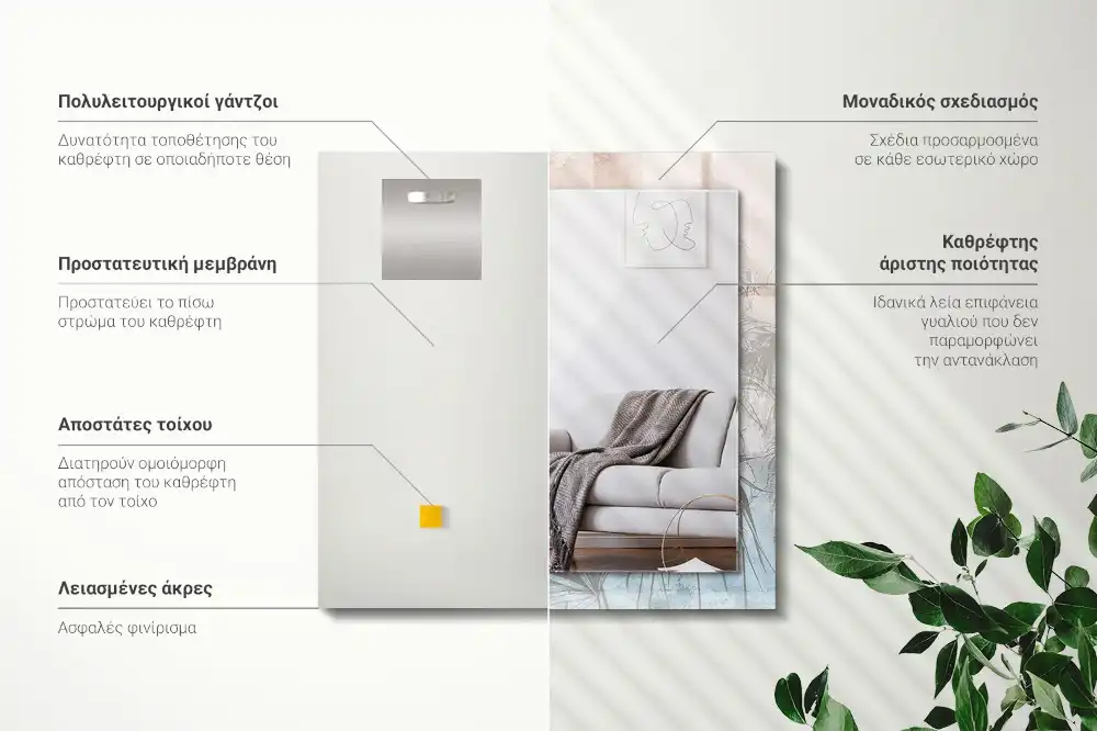 Obdĺžnikové ozdobné zrkadlo Pastelové rastliny