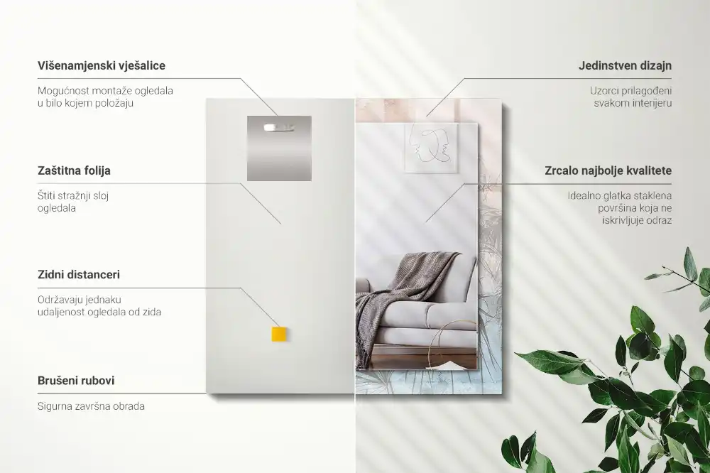 Obdĺžnikové ozdobné zrkadlo Pastelové rastliny