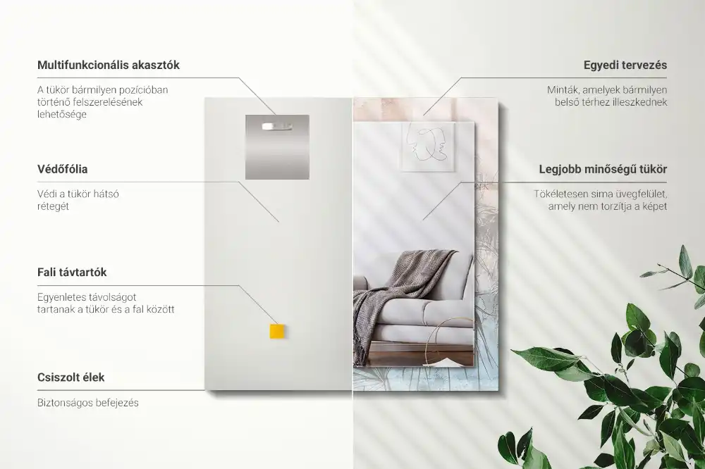 Obdĺžnikové ozdobné zrkadlo Pastelové rastliny