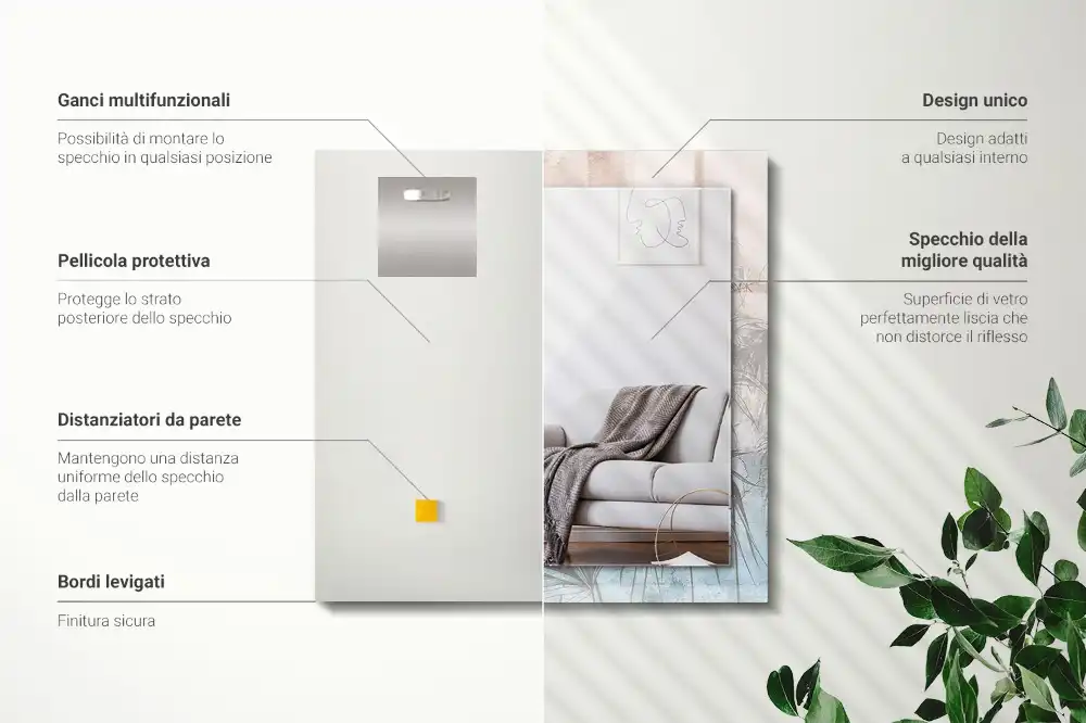 Obdĺžnikové ozdobné zrkadlo Pastelové rastliny