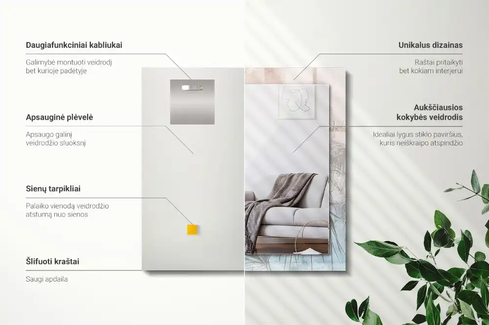 Obdĺžnikové ozdobné zrkadlo Pastelové rastliny