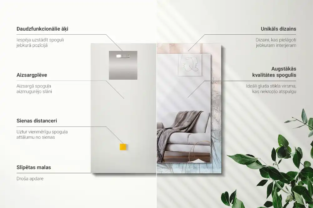 Obdĺžnikové ozdobné zrkadlo Pastelové rastliny