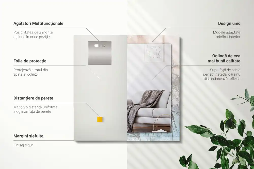 Obdĺžnikové ozdobné zrkadlo Pastelové rastliny