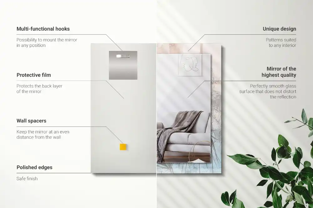 Obdĺžnikové ozdobné zrkadlo Pastelové rastliny