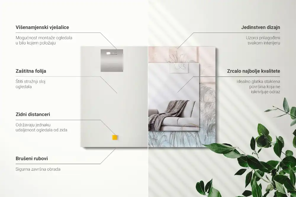 Obdĺžnikové ozdobné zrkadlo Pastelové rastliny