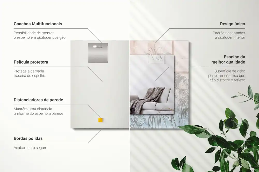 Obdĺžnikové ozdobné zrkadlo Pastelové rastliny