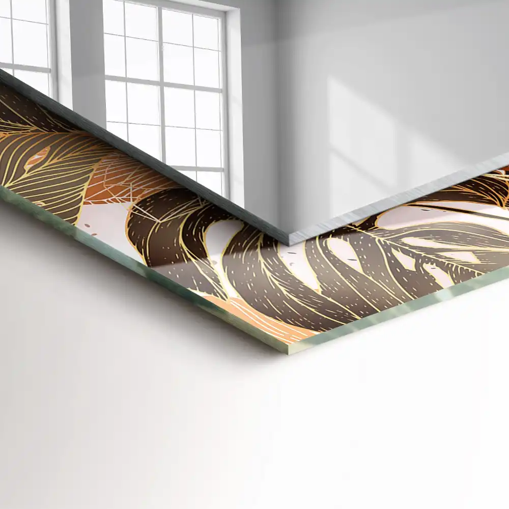 Obdĺžnikové dekoračné zrkadlo Tropický vzor listov