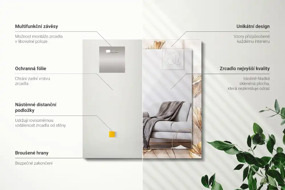 Obdĺžnikové zrkadlo s motívom Vintage kvety