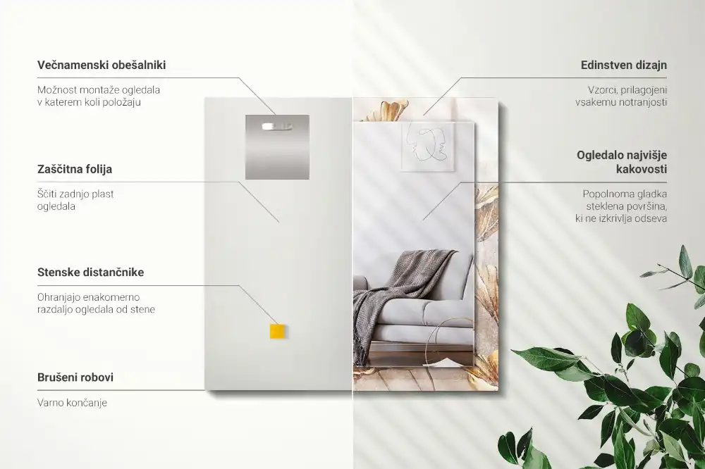 Obdĺžnikové zrkadlo s motívom Vintage kvety