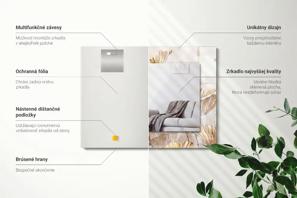 Obdĺžnikové zrkadlo s motívom Vintage kvety