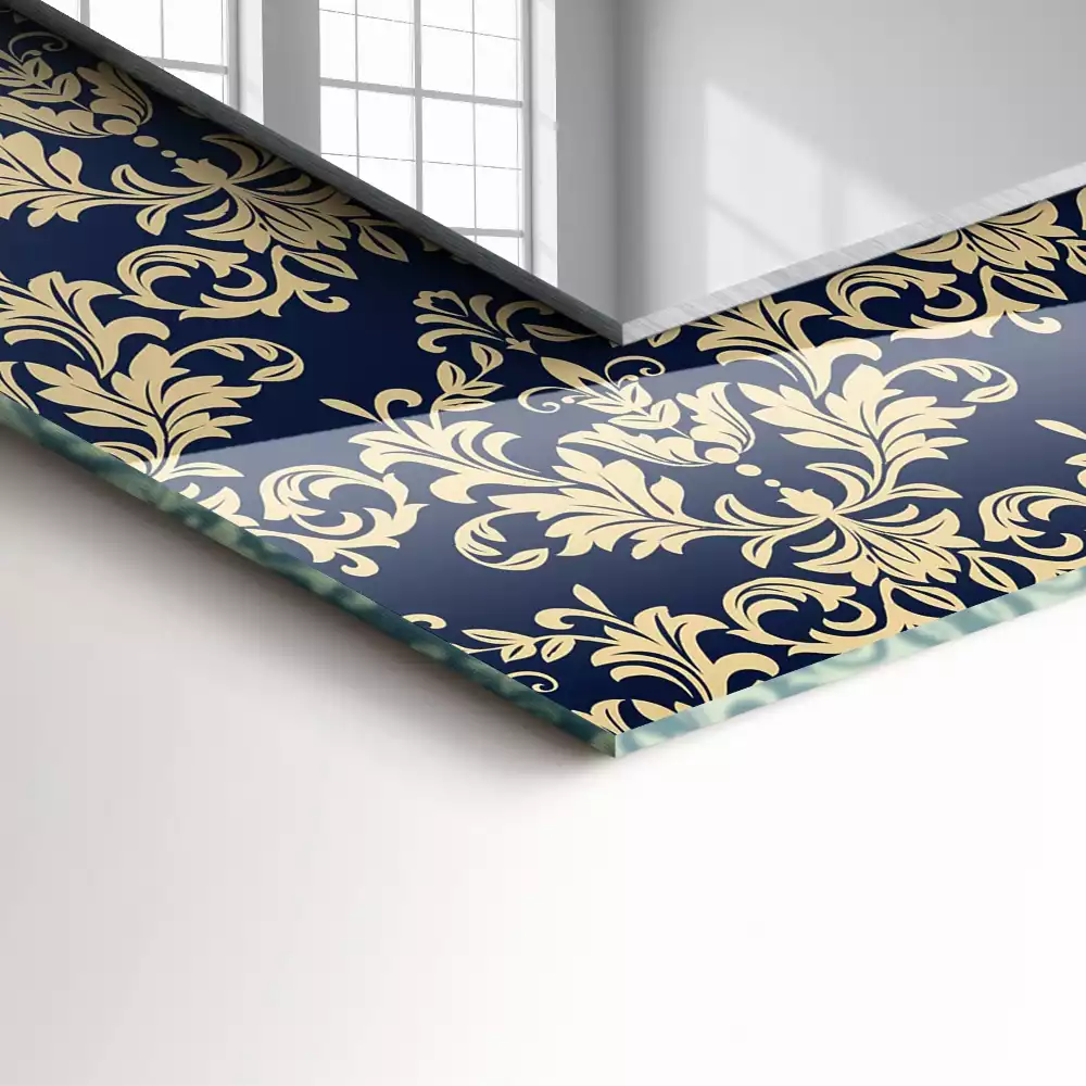 Obdĺžnikové dekoračné zrkadlo Viktoriánsky vzor na tapete