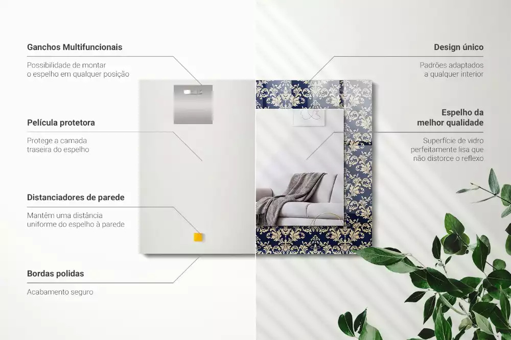 Obdĺžnikové dekoračné zrkadlo Viktoriánsky vzor na tapete