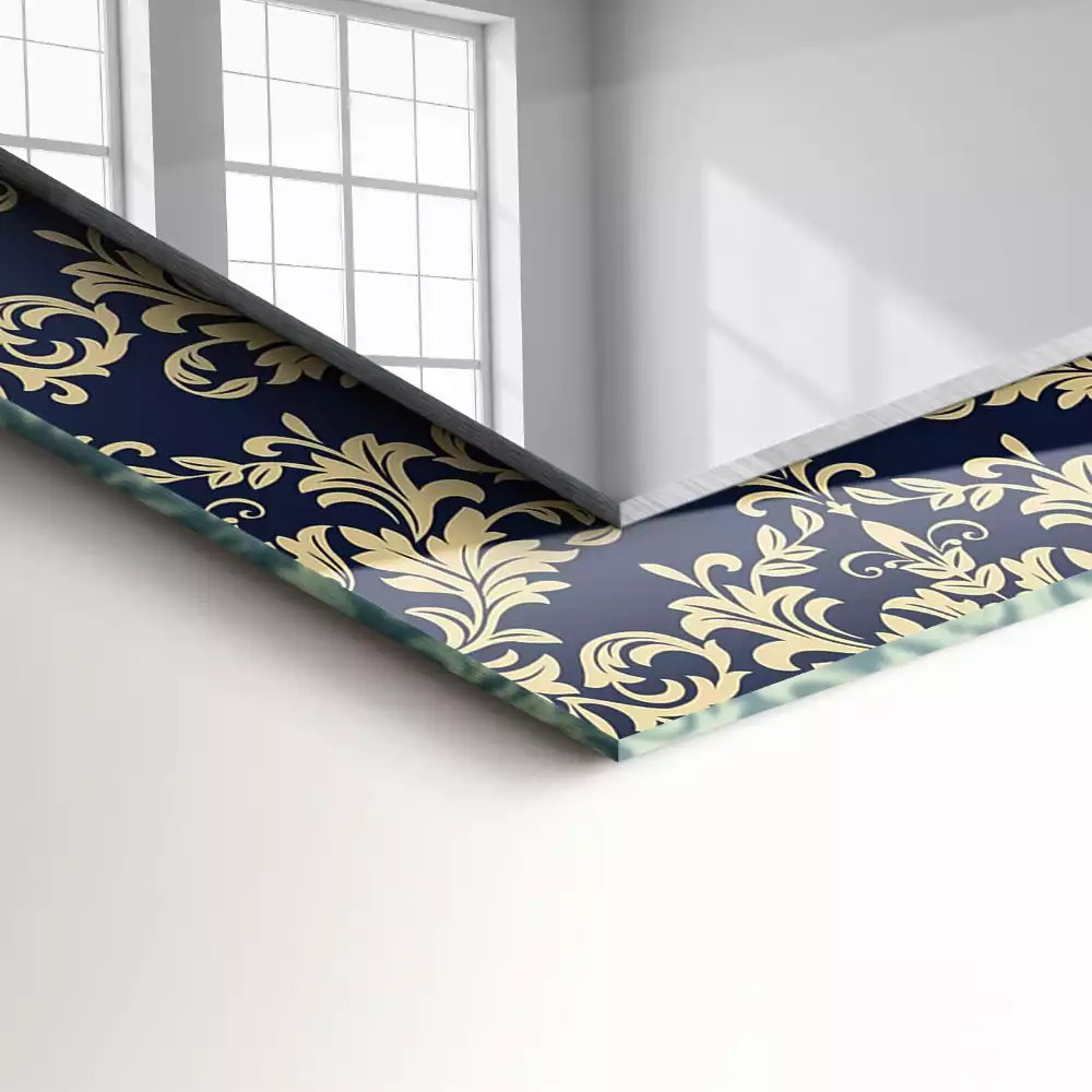 Obdĺžnikové dekoračné zrkadlo Viktoriánsky vzor na tapete