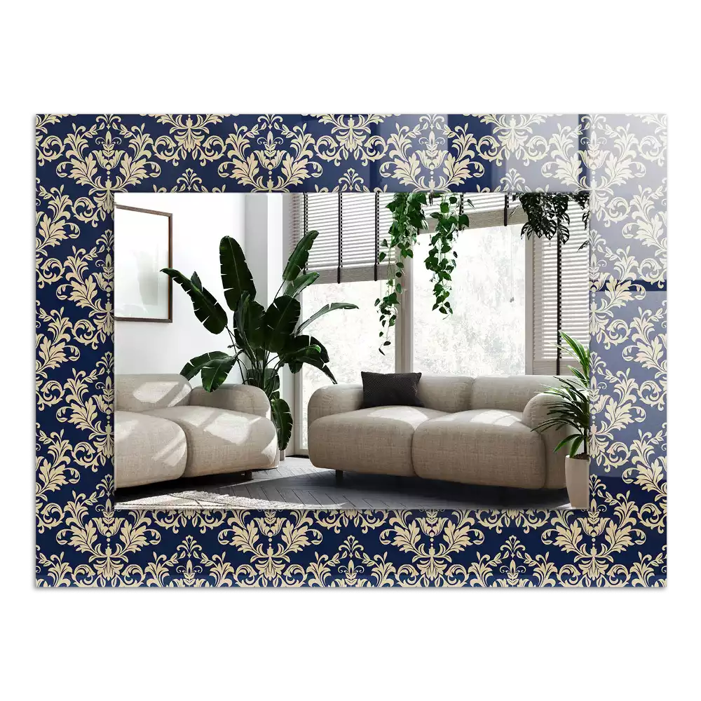 Obdĺžnikové dekoračné zrkadlo Viktoriánsky vzor na tapete