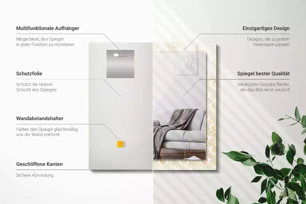 Obdĺžnikové zrkadlo s motívom Žlté ozdoby