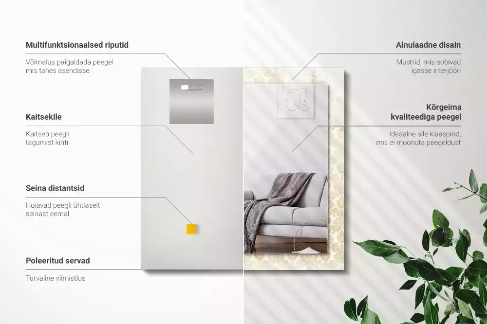 Obdĺžnikové zrkadlo s motívom Žlté ozdoby