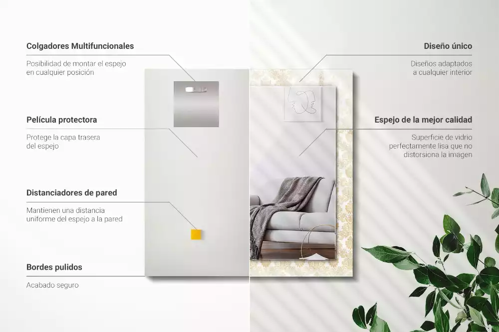 Obdĺžnikové zrkadlo s motívom Žlté ozdoby