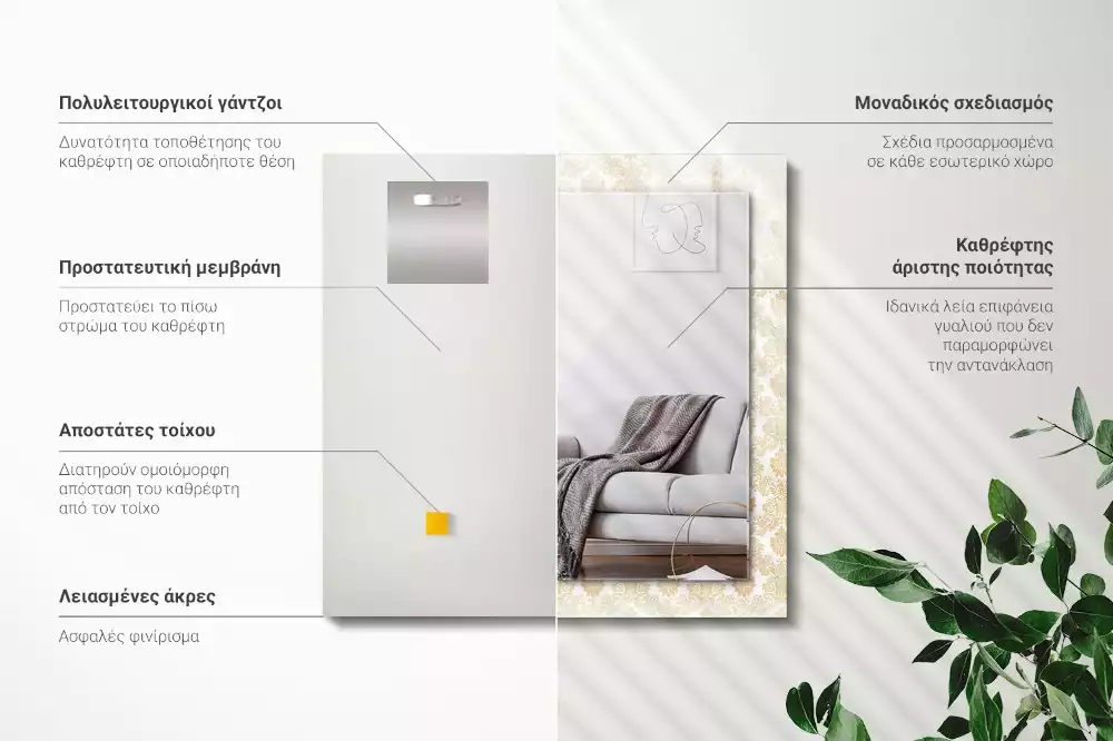 Obdĺžnikové zrkadlo s motívom Žlté ozdoby