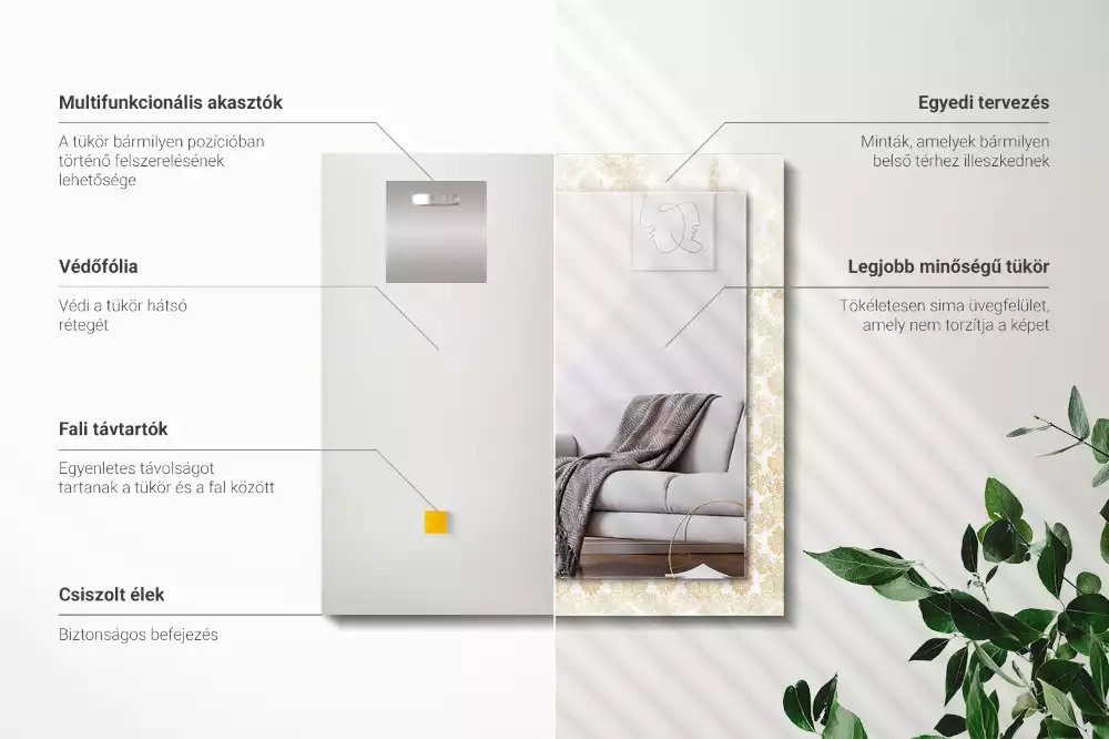 Obdĺžnikové zrkadlo s motívom Žlté ozdoby