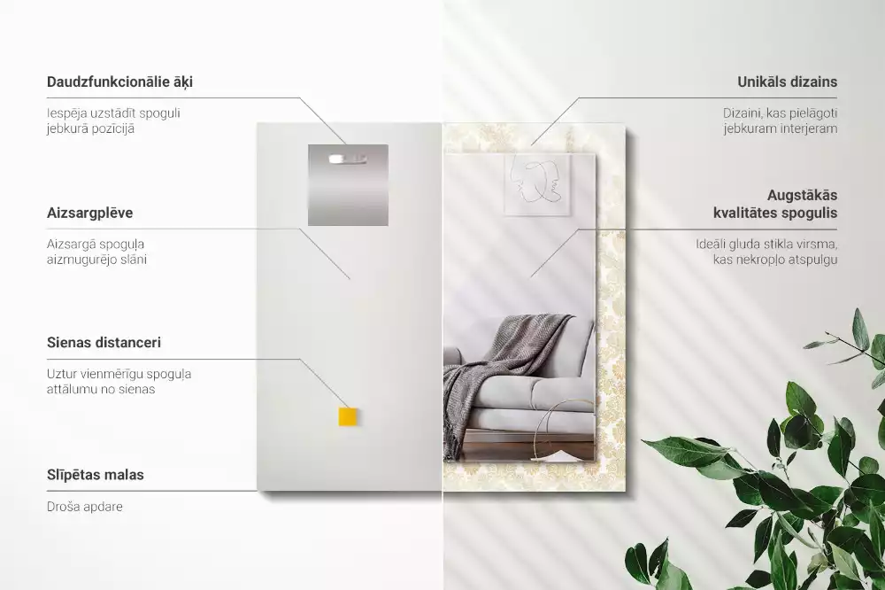 Obdĺžnikové zrkadlo s motívom Žlté ozdoby