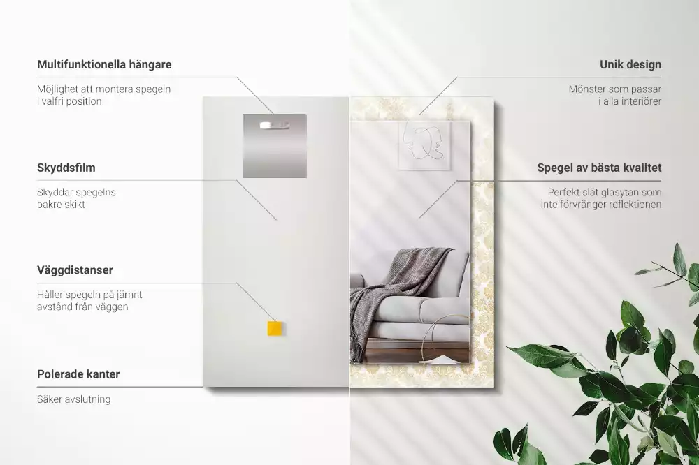 Obdĺžnikové zrkadlo s motívom Žlté ozdoby