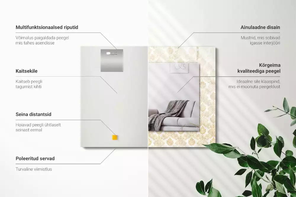 Obdĺžnikové zrkadlo s motívom Žlté ozdoby