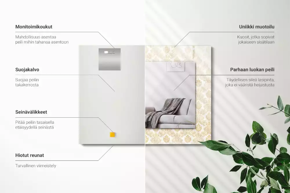 Obdĺžnikové zrkadlo s motívom Žlté ozdoby